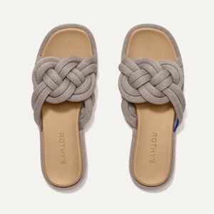 Rothy's The Summer Sandal Women Size 9.5 Sparkle Silver Slip On Flats Shoes